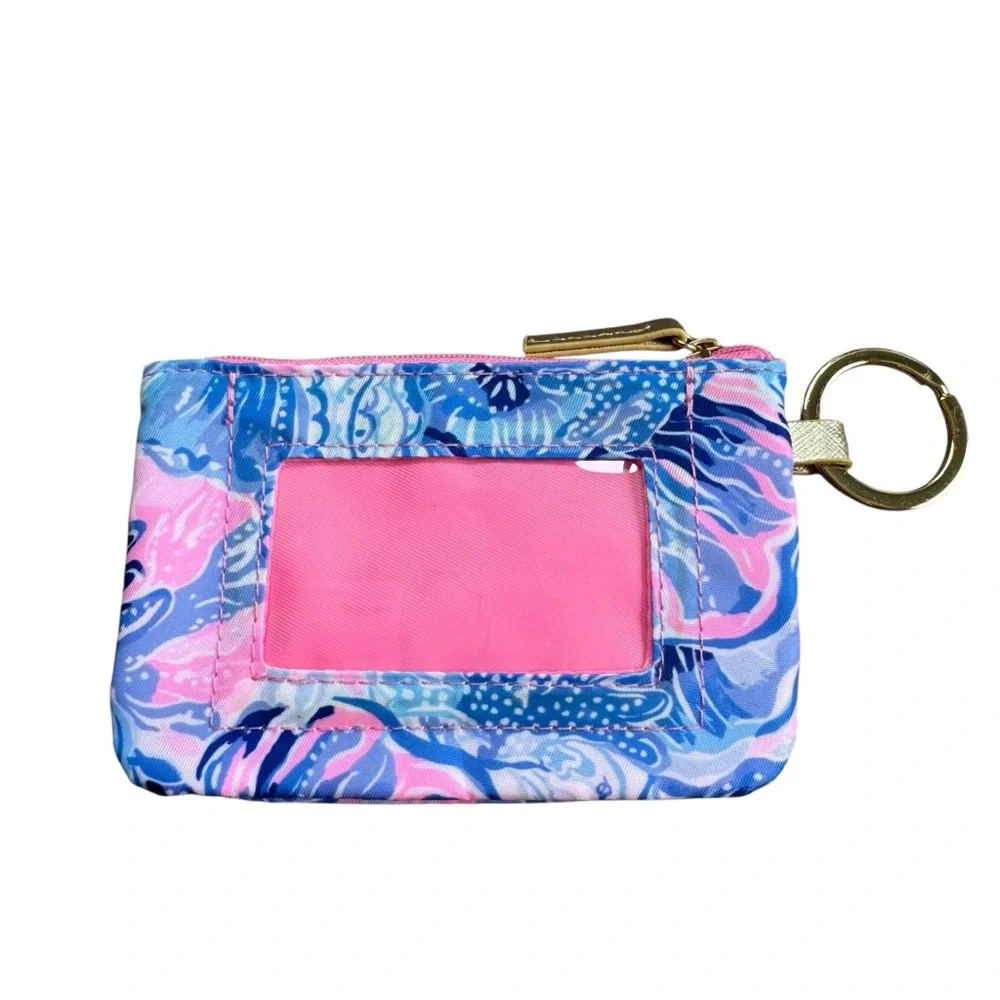 Lilly Pulitzer Shade Seekers Coin ID Zipper Purse NWT Pink Blue